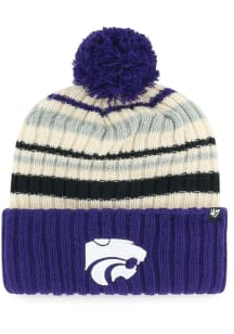 47 K-State Wildcats Natural Snow Fort Cuff Pom Youth Knit Hat