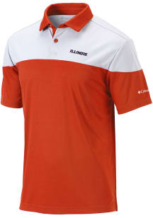 Columbia Illinois Fighting Illini Mens Orange Heat Seal Omni Wick Best Ball Short Sleeve Polo