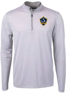 Cutter and Buck LA Galaxy Mens Grey Virtue Eco Pique Stripe Big and Tall Qtr Zip