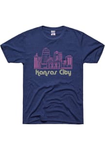 Charlie Hustle Kansas City Navy Blue Skyline Short Sleeve Fashion T Shirt