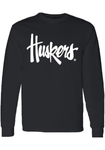 Summit Sportswear Nebraska Cornhuskers Black Huskers Wordmark Long Sleeve T Shirt