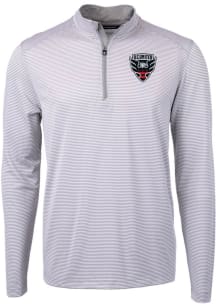 Cutter and Buck DC United Mens Grey Virtue Eco Pique Stripe Big and Tall Qtr Zip