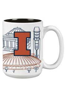 Illinois Fighting Illini 15oz Campus Line Art Ceramic Mug - White