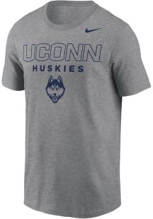 Nike UConn Huskies Grey Heather Mascot Short Sleeve T Shirt