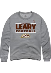 Christian Leary Western Michigan Broncos Mens Grey Football NIL Stacked Box Player Crew