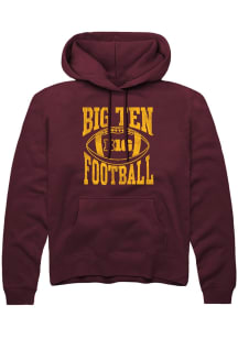 Rally Big Ten Mens Maroon Football Arch Long Sleeve Hoodie