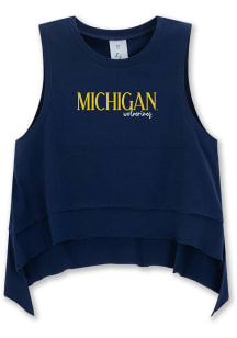 Michigan Wolverines Girls Blue Flowy Short Sleeve Tank Top