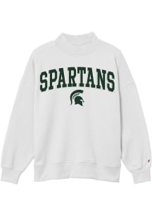 Michigan State Spartans Womens White Diana Mock Neck Crew Sweatshirt
