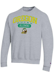 Champion Oregon Ducks Mens Grey Pill Alumni Powerblend Long Sleeve Crew Sweatshirt