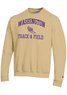Champion Washington Huskies Mens Gold Track & Field Icon Powerblend Long Sleeve Crew Sweatshirt