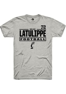 Nolan Latulippe Cincinnati Bearcats Ash Football NIL Stacked Box Short Sleeve Player T Shirt