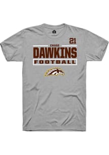 Chase Dawkins Western Michigan Broncos Grey Football NIL Stacked Box Short Sleeve Player T Shirt