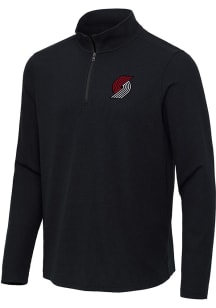 Antigua Portland Trail Blazers Mens Black Sync Long Sleeve Qtr Zip Pullover