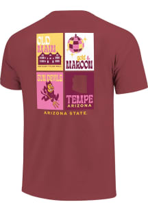 Arizona State Sun Devils Womens Maroon Preppy Posters Short Sleeve T-Shirt