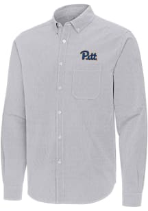 Antigua Pitt Panthers Mens Ash Porter Long Sleeve Dress Shirt