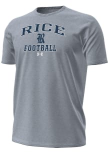 Under Armour Rice Owls Grey Football Football Performance Short Sleeve T Shirt