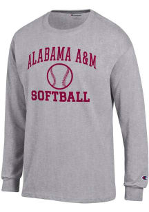 Champion Alabama A&M Bulldogs Grey Softball Jersey Long Sleeve T Shirt