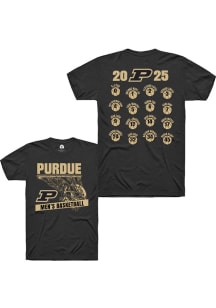 Purdue Boilermakers Black Rally 2025-2026 Men's Basketball Roster Short Sleeve Player T Shirt