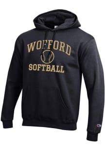Champion Wofford Terriers Mens Black Softball Powerblend Long Sleeve Hoodie