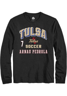 Arnau Pedrola Tulsa Golden Hurricane Black NIL Arch Logo Long Sleeve Player T Shirt