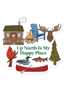 Michigan Up North Is My Happy Place Stickers - White