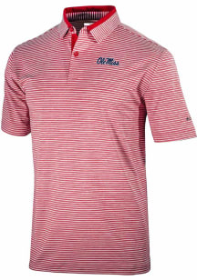 Columbia Ole Miss Rebels Mens Red Heat Seal Golden Hills Short Sleeve Polo