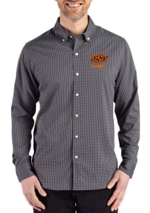 Cutter and Buck Oklahoma State Cowboys Mens Black Alumni Skyline Long Sleeve Dress Shirt