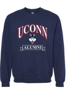 Summit Sportswear UConn Huskies Mens Navy Blue Alumni Banner Long Sleeve Crew Sweatshirt