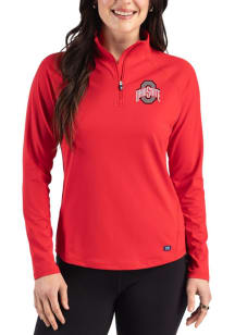 Cutter and Buck Ohio State Buckeyes Womens Red Prospect Eco Qtr Zip