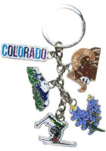 Colorado State Icon Charm Dangle Keychain - Silver