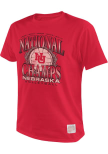 Original Retro Brand Nebraska Cornhuskers Red Volleyball National Champs Short Sleeve Fashion T Sh..