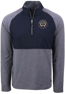 Cutter and Buck Philadelphia Union Mens Navy Blue Adapt Eco Hybrid Long Sleeve Qtr Zip Pullover
