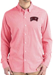 Cutter and Buck UNLV Runnin Rebels Mens Red Gingham LS Woven Long Sleeve Dress Shirt