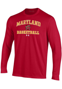 Under Armour Maryland Terrapins Red Basketball Performance Long Sleeve T Shirt