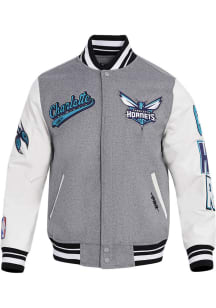 Mens Charlotte Hornets Pro Standard Mens Script Tail Wool Heavyweight Jacket - Grey Heather