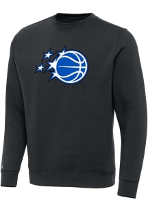 Antigua Orlando Magic Mens Charcoal Full Front Victory Long Sleeve Crew Sweatshirt
