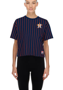 New Era Houston Astros Womens Navy Blue Throwback Boxy Short Sleeve T-Shirt