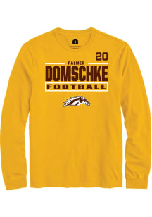 Palmer Domschke Western Michigan Broncos Gold Football NIL Stacked Box Long Sleeve Player T Shirt