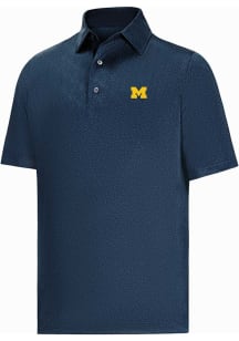 Footjoy Michigan Wolverines Mens Navy Blue Speckle Print Short Sleeve Fashion Polo