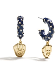 Milwaukee Brewers Charm Enamel Huggie Womens Earrings