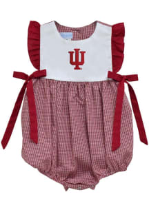 Vive La Fete Indiana Hoosiers Baby Girls Crimson Gingham Bubble Short Sleeve Dress