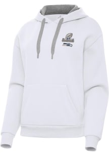 Antigua Seattle Seahawks Womens White 2025 NFC Champions Victory Hooded Sweatshirt
