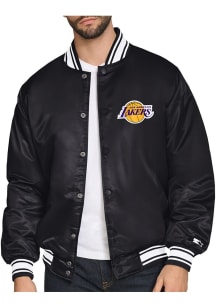 Starter Los Angeles Lakers Mens Black Triangle Satin Varisty Medium Weight Jacket