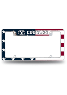 BYU Cougars Flag All Over Chrome License Plate Frame - Silver