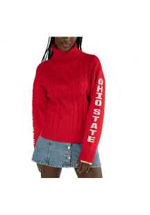 Lusso Ohio State Buckeyes Womens Red Sylvie Long Sleeve Sweater