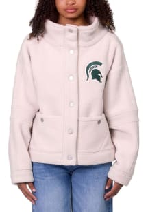 Lusso Michigan State Spartans Womens Ivory Gaby Light Weight Jacket
