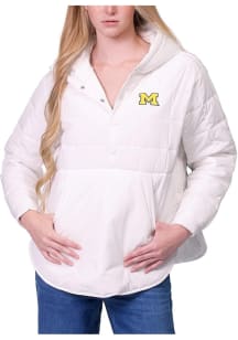 Lusso Michigan Wolverines Womens White Gwyn Light Weight Jacket