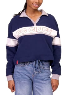 Lusso FC Cincinnati Womens Navy Blue Macy Crew Sweatshirt