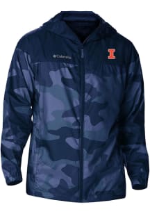 Columbia Illinois Fighting Illini Mens Navy Blue Heat Seal Camo Flash Challenger Light Weight Jack..