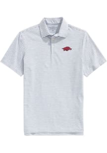 Vineyard Vines Arkansas Razorbacks Mens Ash Winstead Stripe Short Sleeve Fashion Polo